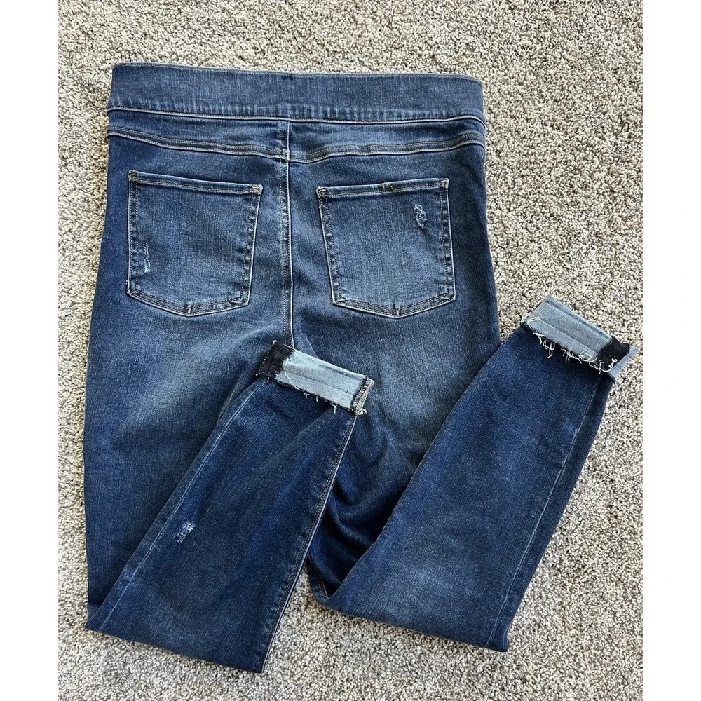 Spanx Stretch‎ denim Blue jeans leggings size M Pull On Tummy Control